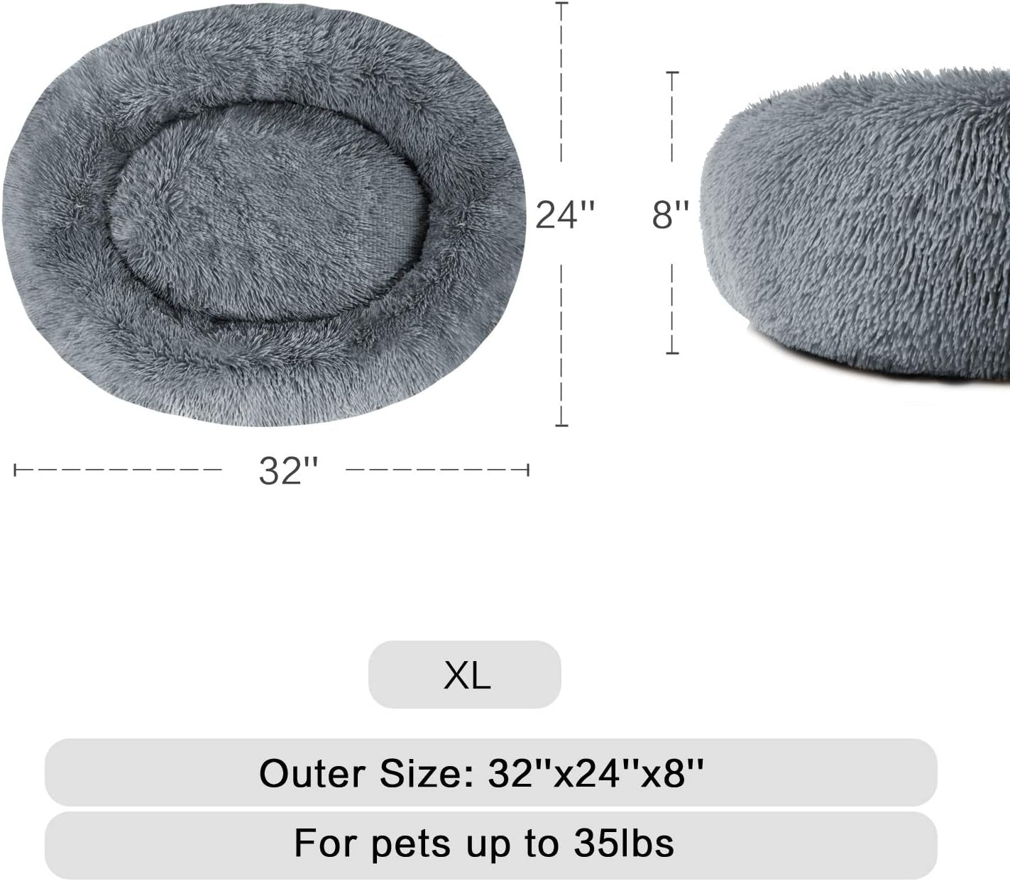 Soft Faux Fur Surface Cuddler Dog Bed