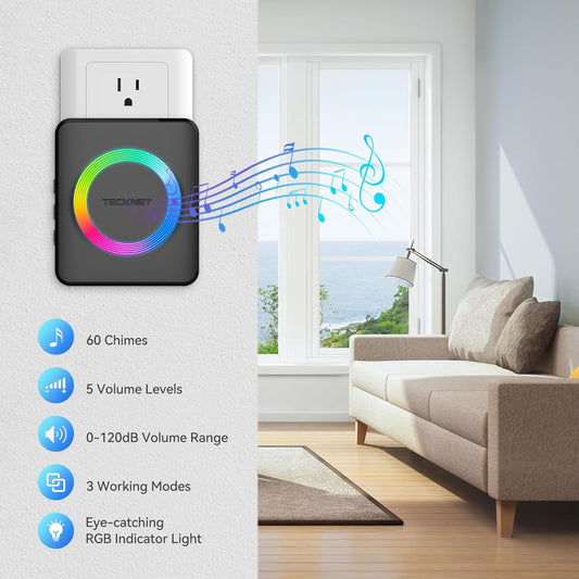 Wireless Doorbell with 2 Plug-In Receivers
