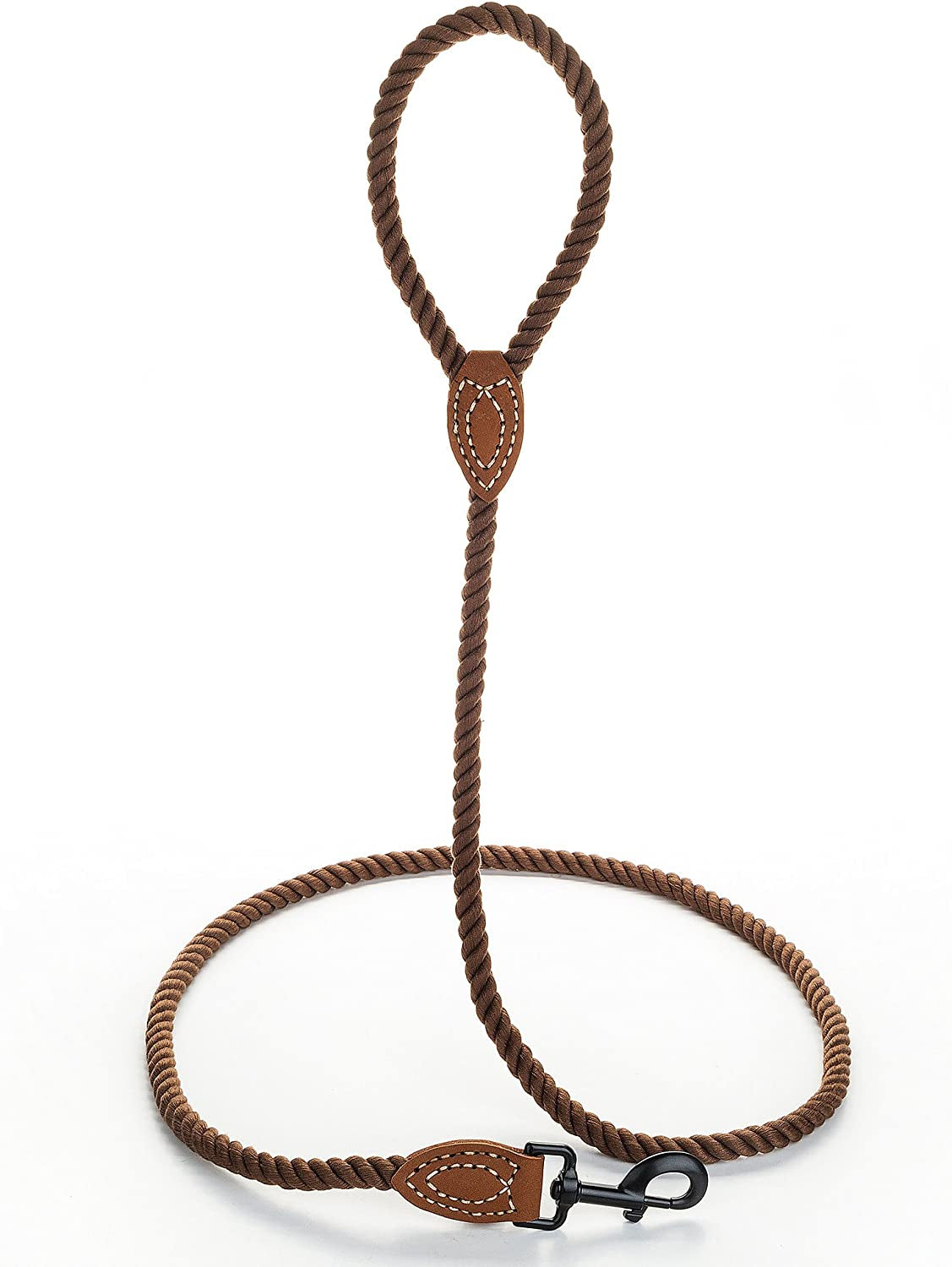 Braided Cotton Rope Leashes with Leather Tip