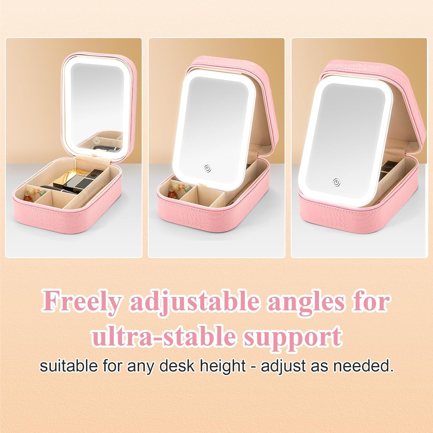 Makeup Mirror Case with 3 Color Light Settings