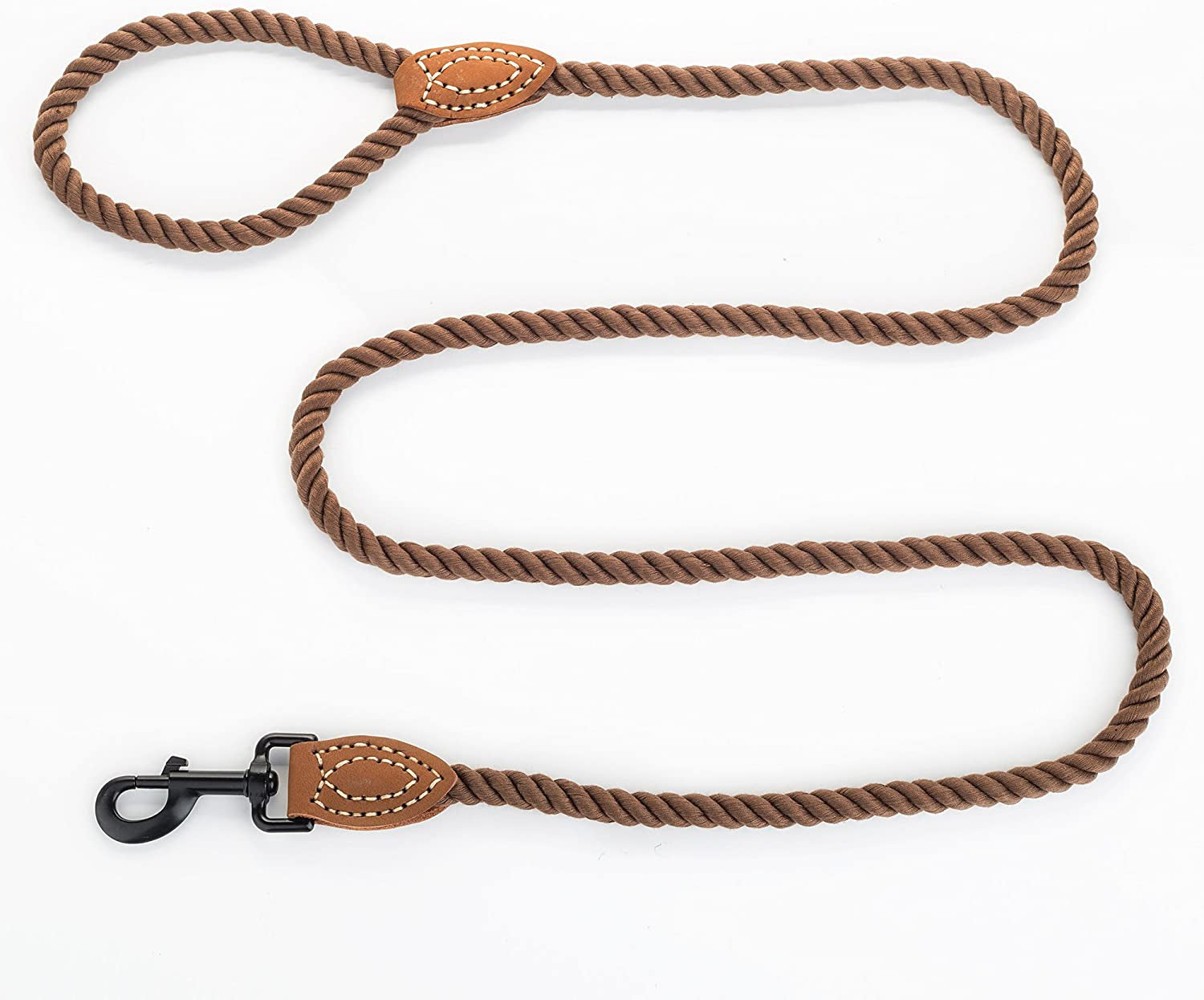 Braided Cotton Rope Leashes with Leather Tip
