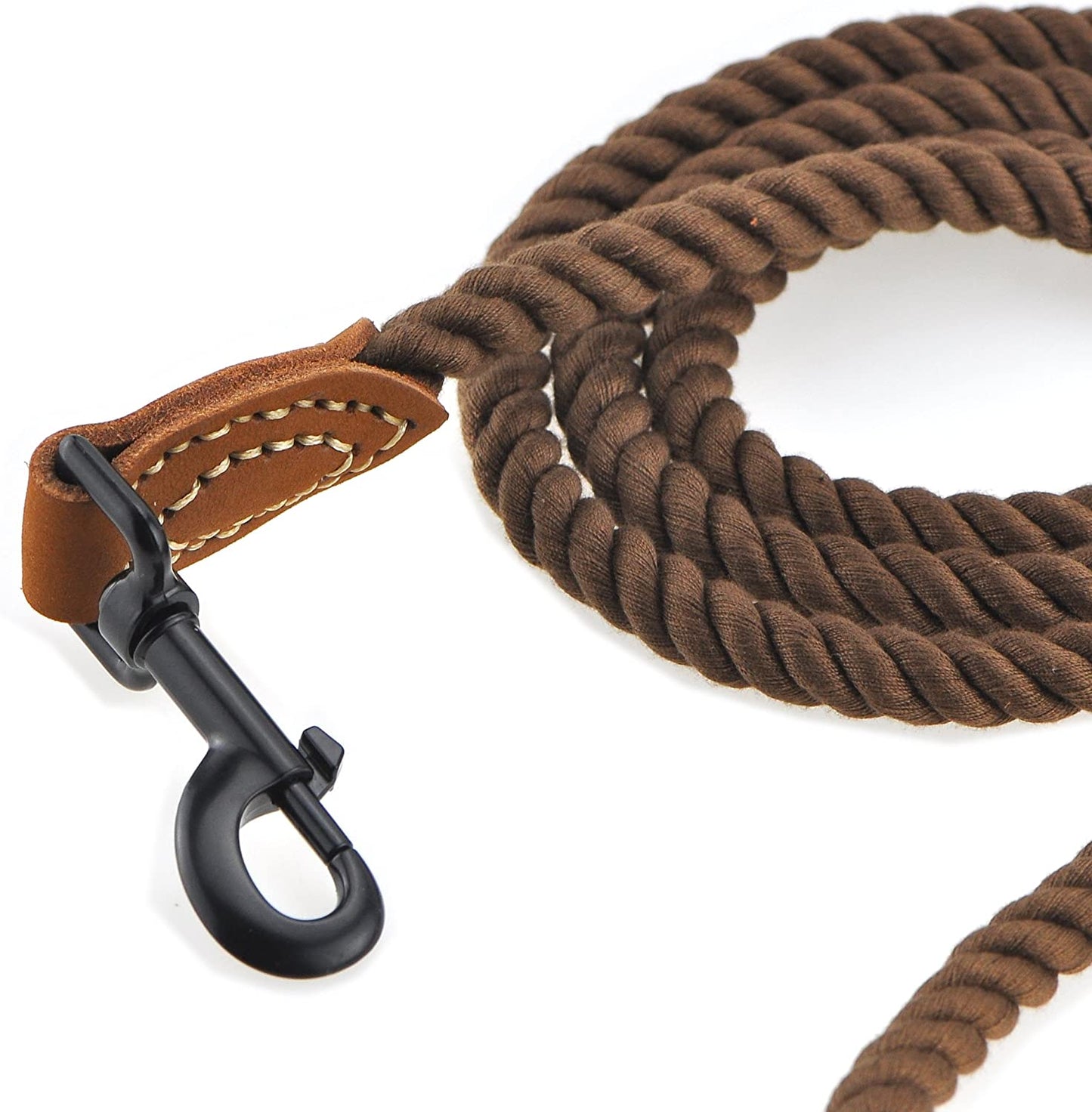 Braided Cotton Rope Leashes with Leather Tip