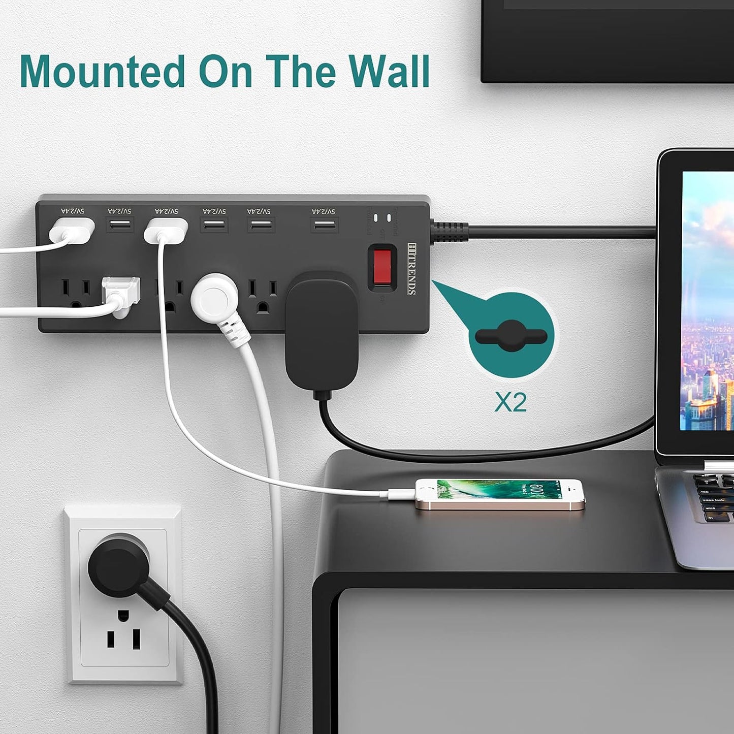 Power Strip with 6 AC Outlets & 6 USB Charging Ports