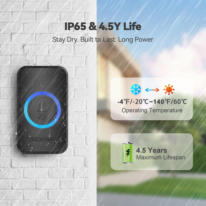 Wireless Doorbell with 2 Plug-In Receivers