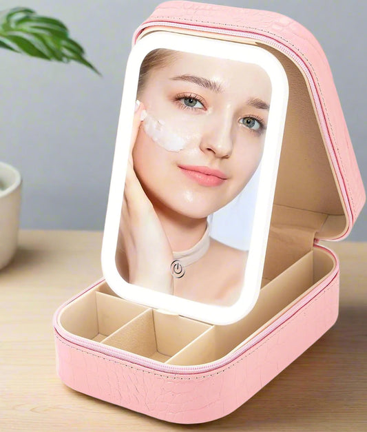 Makeup Mirror Case with 3 Color Light Settings