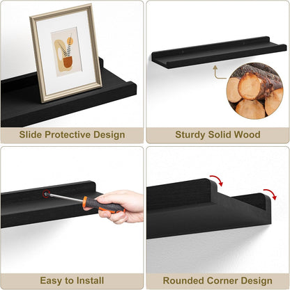Black Long Floating Shelves for Wall