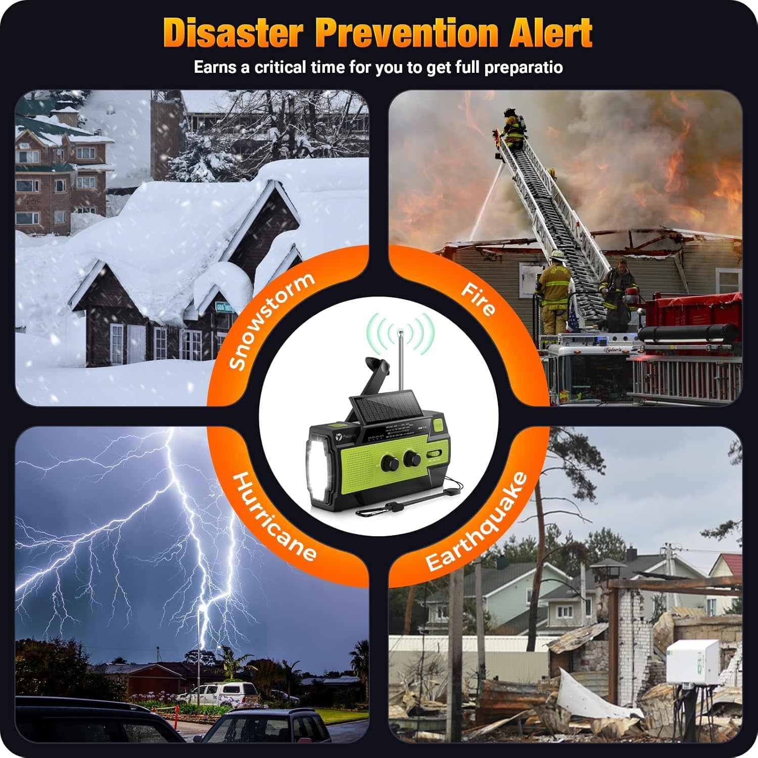 4000Mah Weather Radios with Hand Crank & Solar Charging
