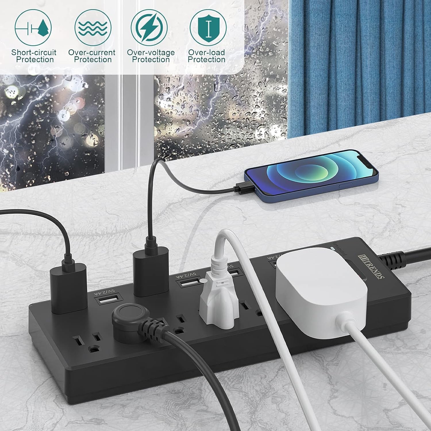 Power Strip with 6 AC Outlets & 6 USB Charging Ports