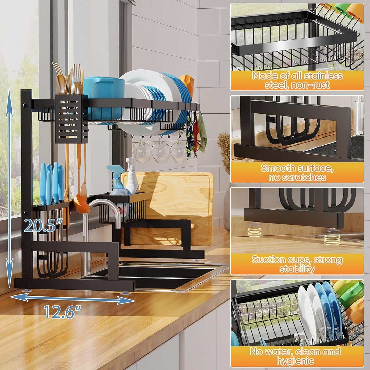 Stainless Steel Over Sink Dish Drying Rack