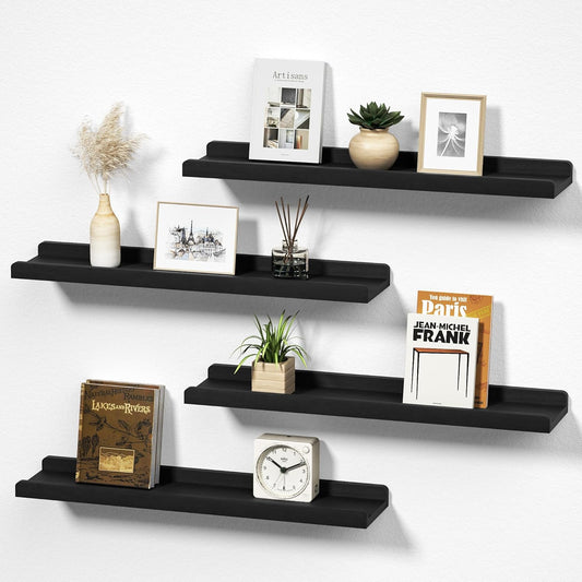 Black Long Floating Shelves for Wall