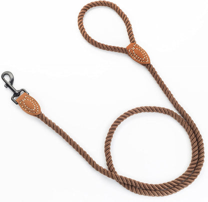 Braided Cotton Rope Leashes with Leather Tip