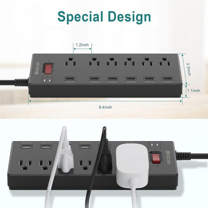 Power Strip with 6 AC Outlets & 6 USB Charging Ports