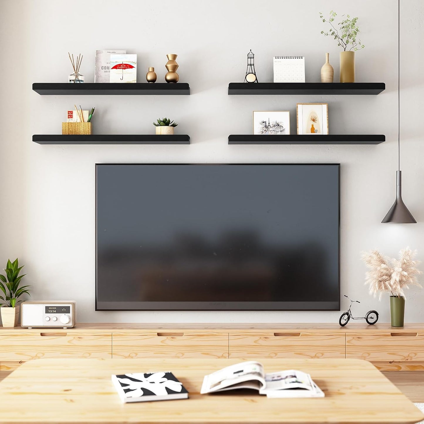 Black Long Floating Shelves for Wall