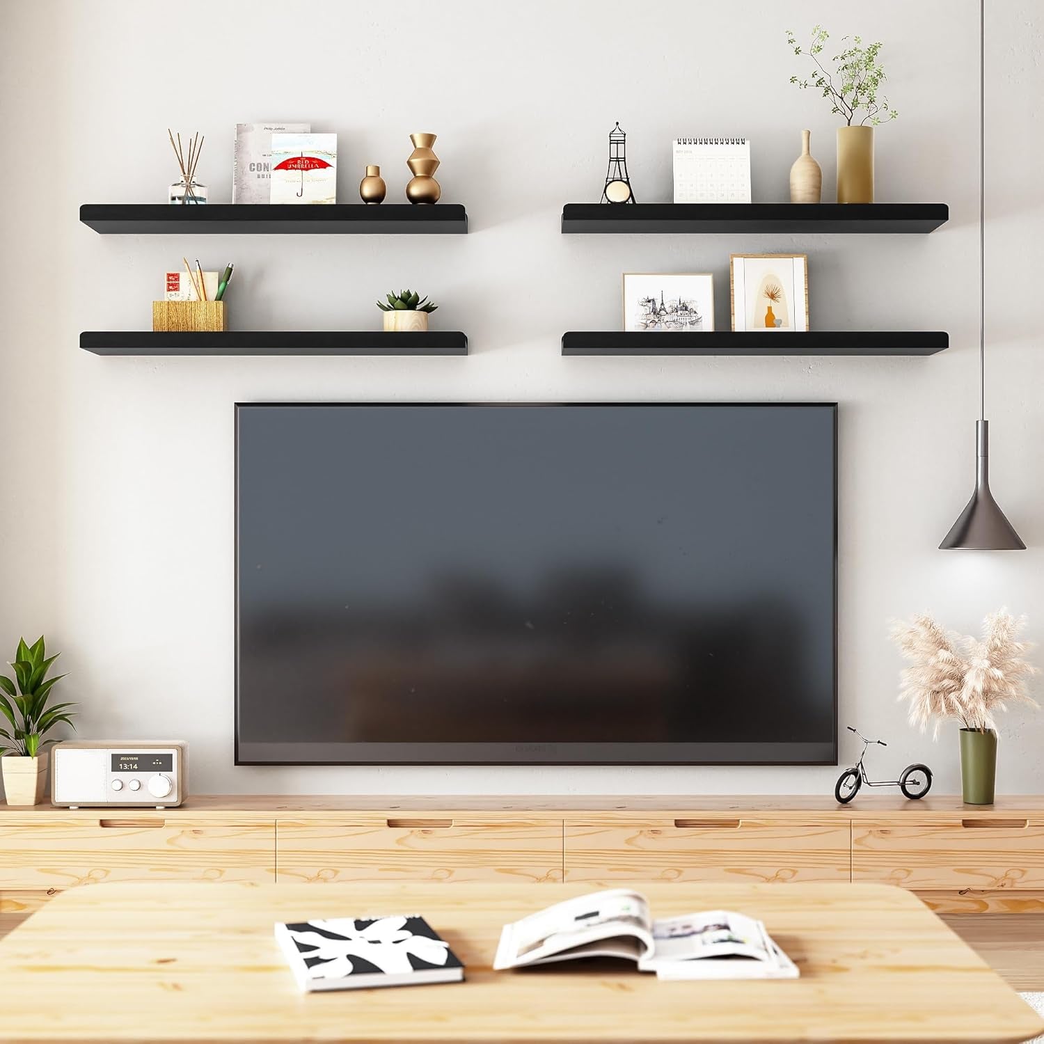 Black Long Floating Shelves for Wall