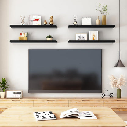 Black Long Floating Shelves for Wall
