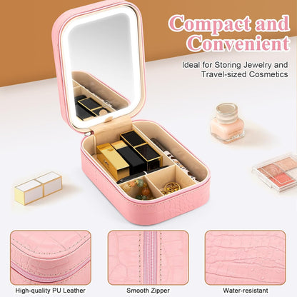 Makeup Mirror Case with 3 Color Light Settings